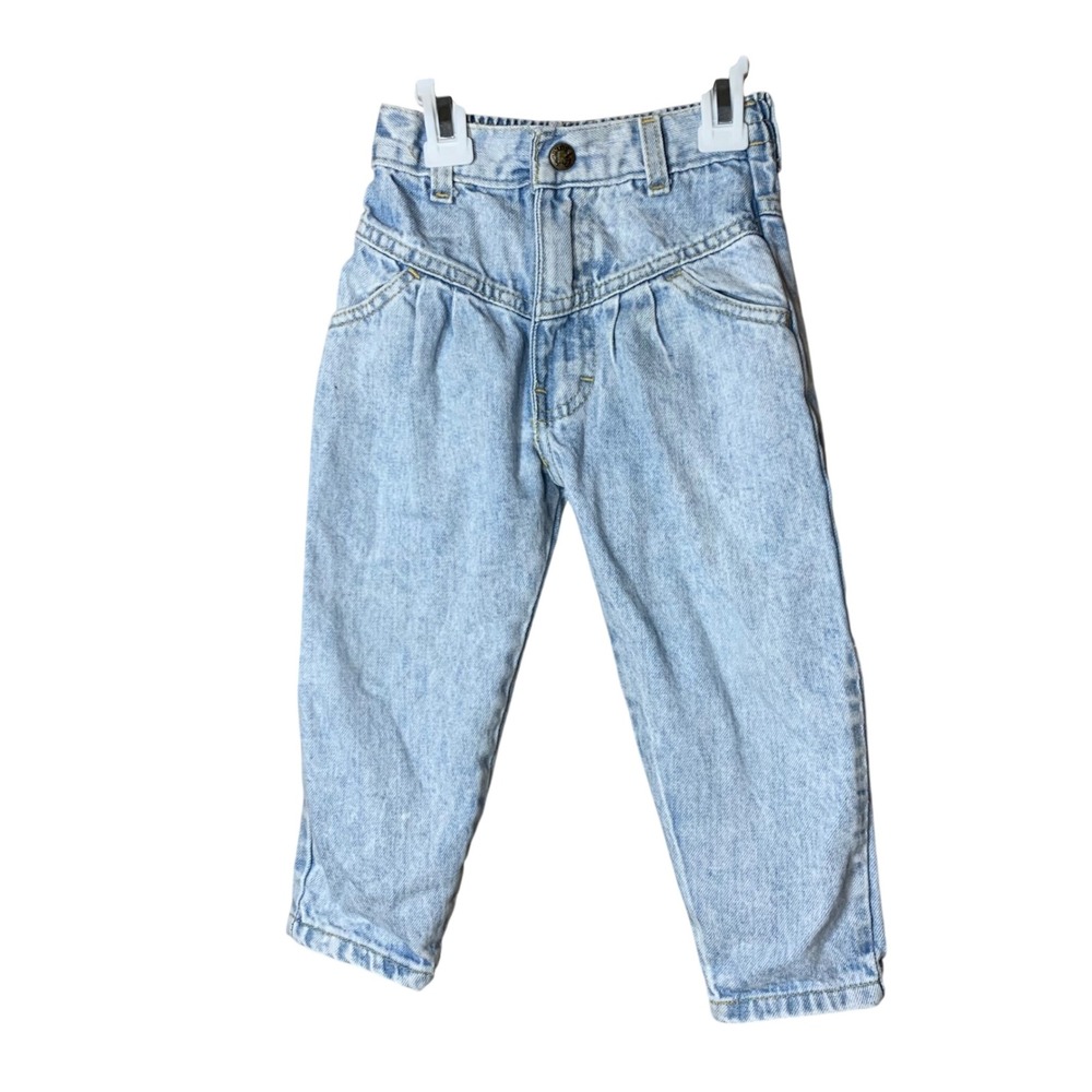 Vintage Gitano Fun Wear Kids 3T Light Wash Pleated Tapered Jeans 100% Cotton 90s